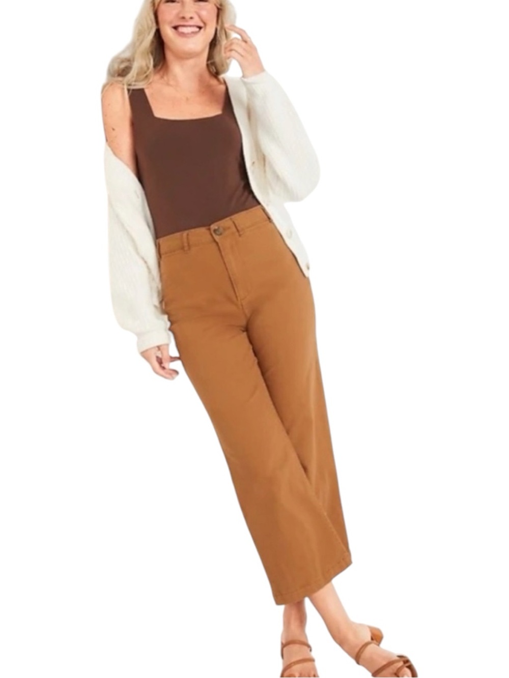 OLD NAVY Wide Leg Cropped Trousers in Golden Tan Size 12P (PETITE) -- NWT